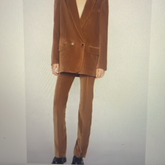 Frame pintuck corduroy trousers in Camel - Picture 2 of 10